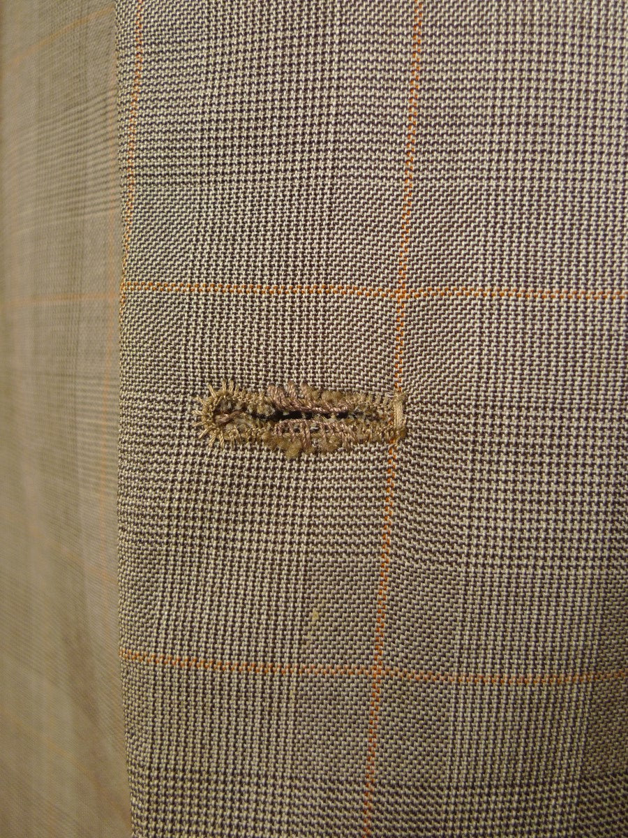 24/0075 vintage henry poole savile row bespoke pale brown prince of wales check worsted suit jacket blazer 39-40 regular to long