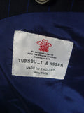 24/0071 immaculate turnbull & asser navy / royal blue pin-stripe wool & mohair suit 40 regular to long
