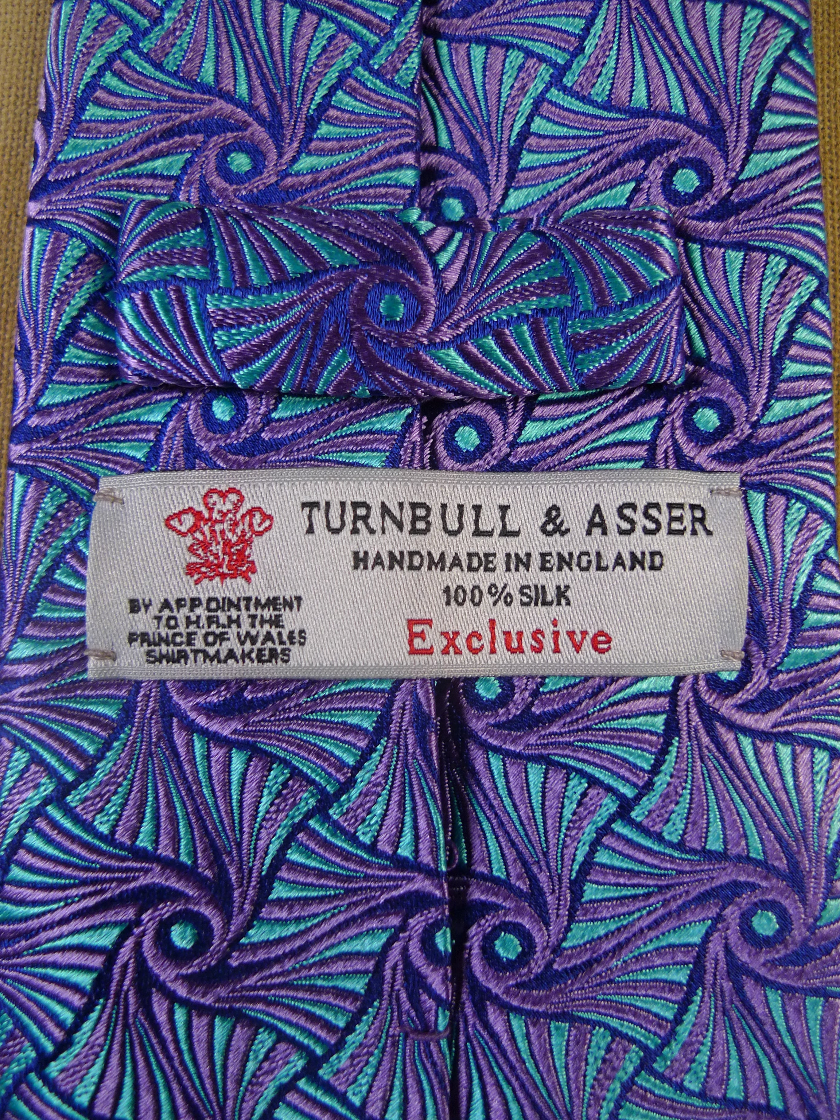 24/0109 immaculate turnbull & asser blue purple 100% silk tie