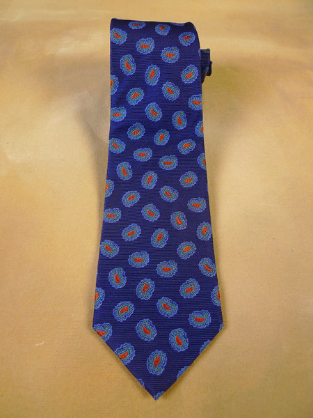 24/0100 immaculate turnbull & asser blue paisley pattern 100% silk tie