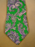 24/0108 immaculate turnbull & asser green purple floral pattern 100% silk tie