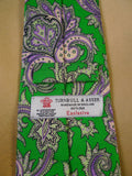 24/0108 immaculate turnbull & asser green purple floral pattern 100% silk tie