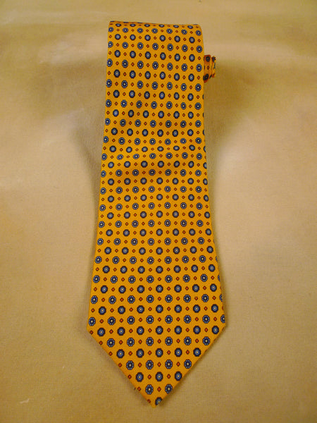 24/0086 immaculate turnbull & asser yellow great gatsby printed silk tie