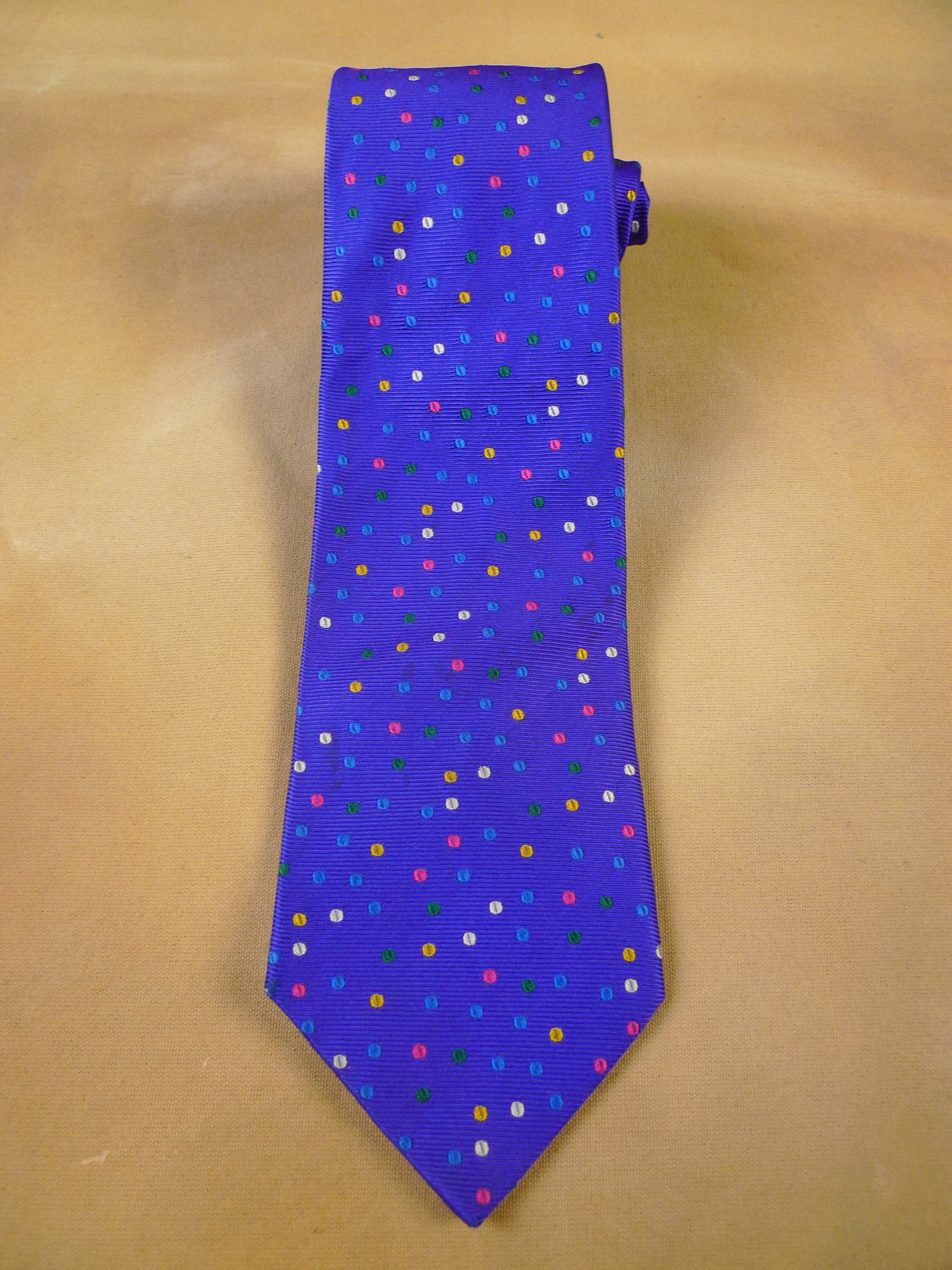 24/0104 immaculate turnbull & asser purple multi coloured 100% silk tie