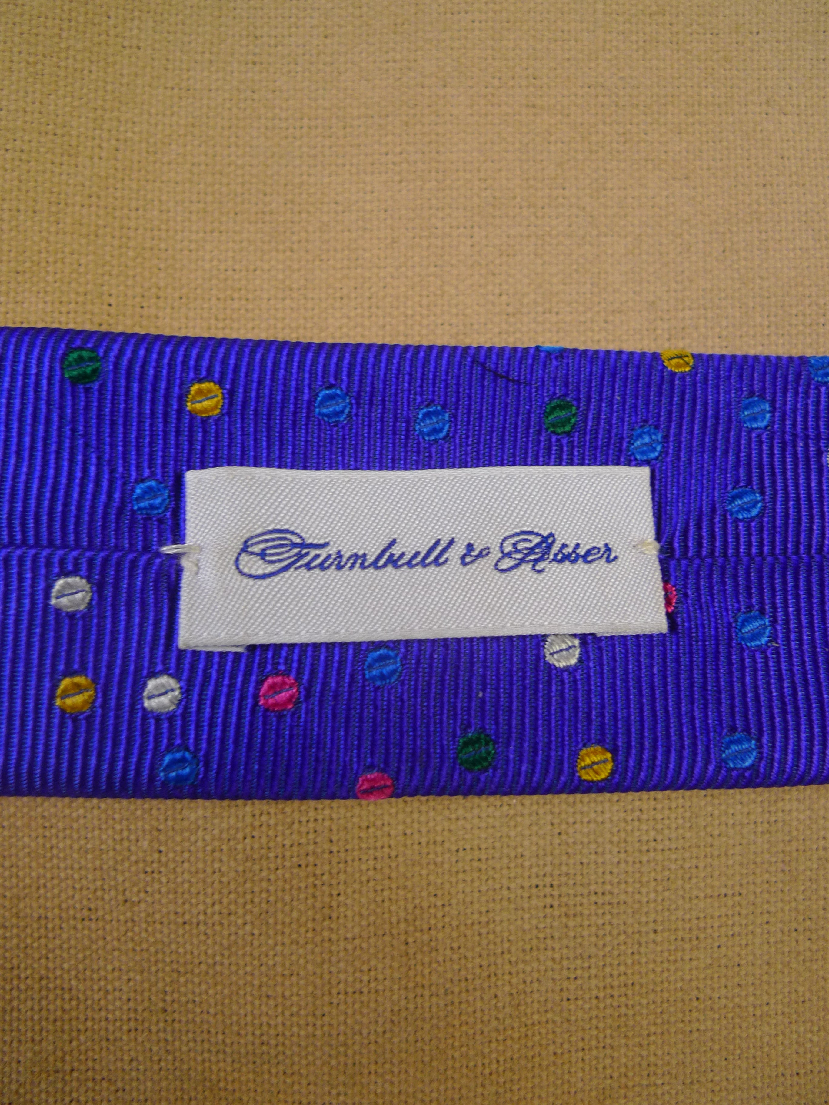 24/0104 immaculate turnbull & asser purple multi coloured 100% silk tie