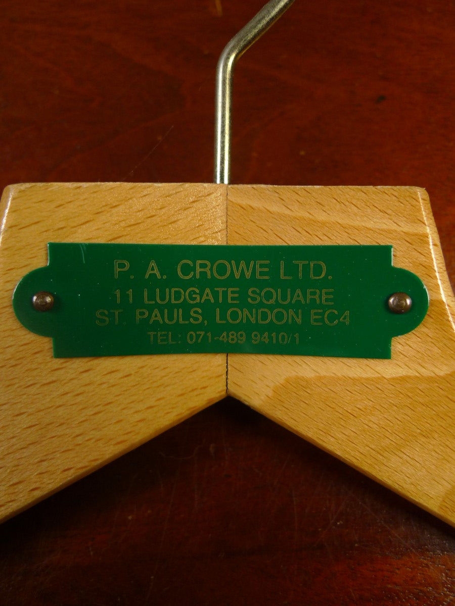 24/0142 p a crowe city of london bespoke tailor wooden hanger