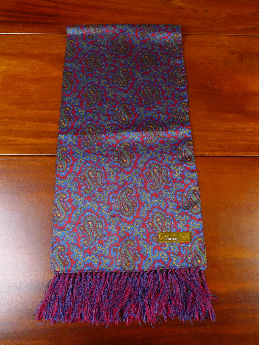 24/0153 IMMACULATE tootal crimson blue paisley pattern tricel SCARF