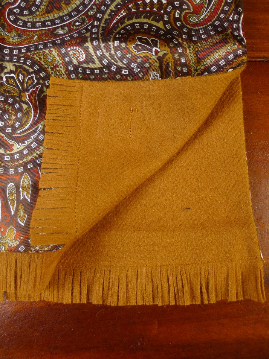 24/0146 IMMACULATE duggie BROWN / bronze tricel & WOOL PAISLY PATTERN SCARF