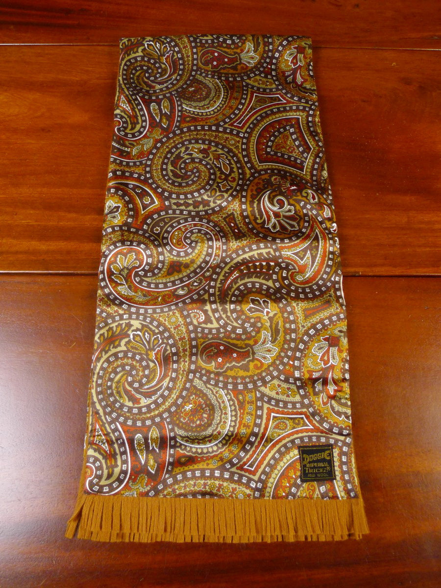 24/0146 IMMACULATE duggie BROWN / bronze tricel & WOOL PAISLY PATTERN SCARF