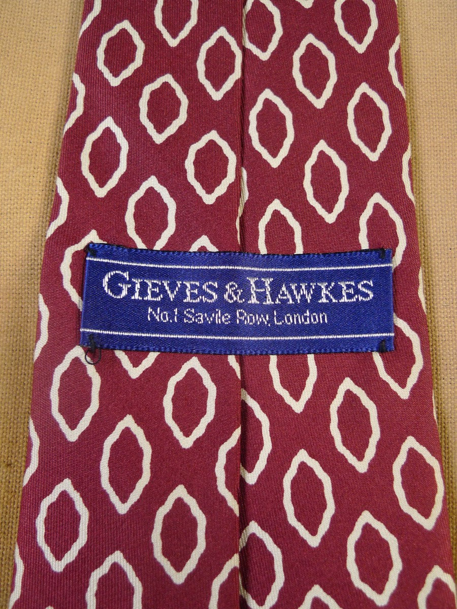 24/0178 immaculate gieves & hawkes maroon cream 100% silk tie