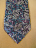 24/0176 immaculate vintage ultimo teal purple floral design 100% silk tie