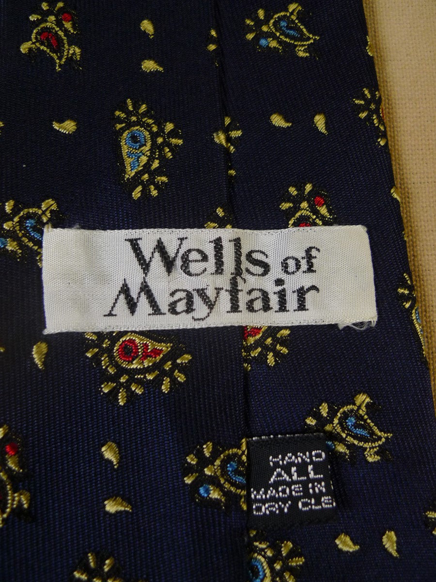 24/0171 immaculate wells of mayfair blue paisley pattern 100% silk tie