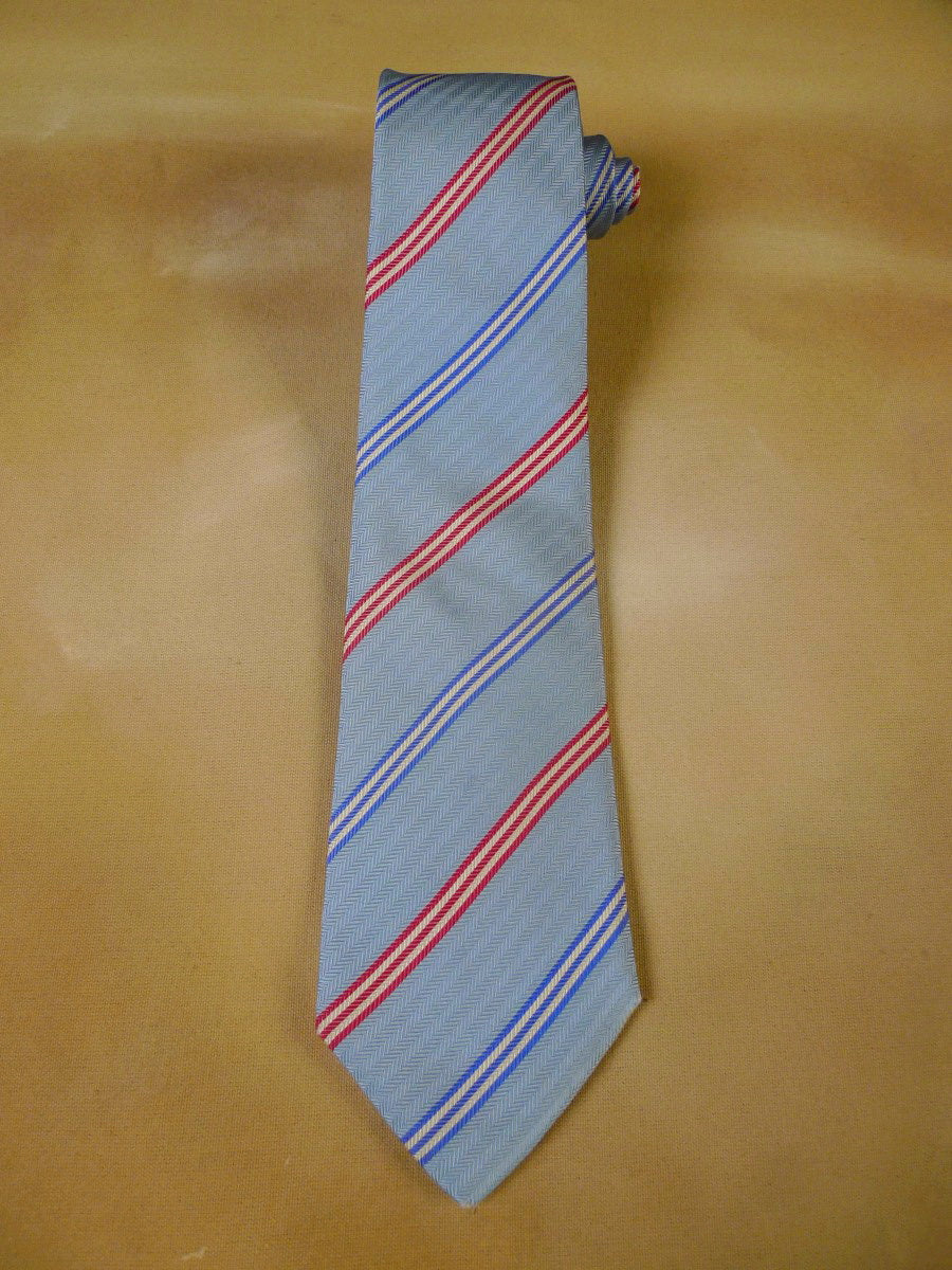 24/0170 immaculate wells of mayfair teal red striped pattern 100% silk tie