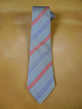 24/0170 immaculate wells of mayfair teal red striped pattern 100% silk tie