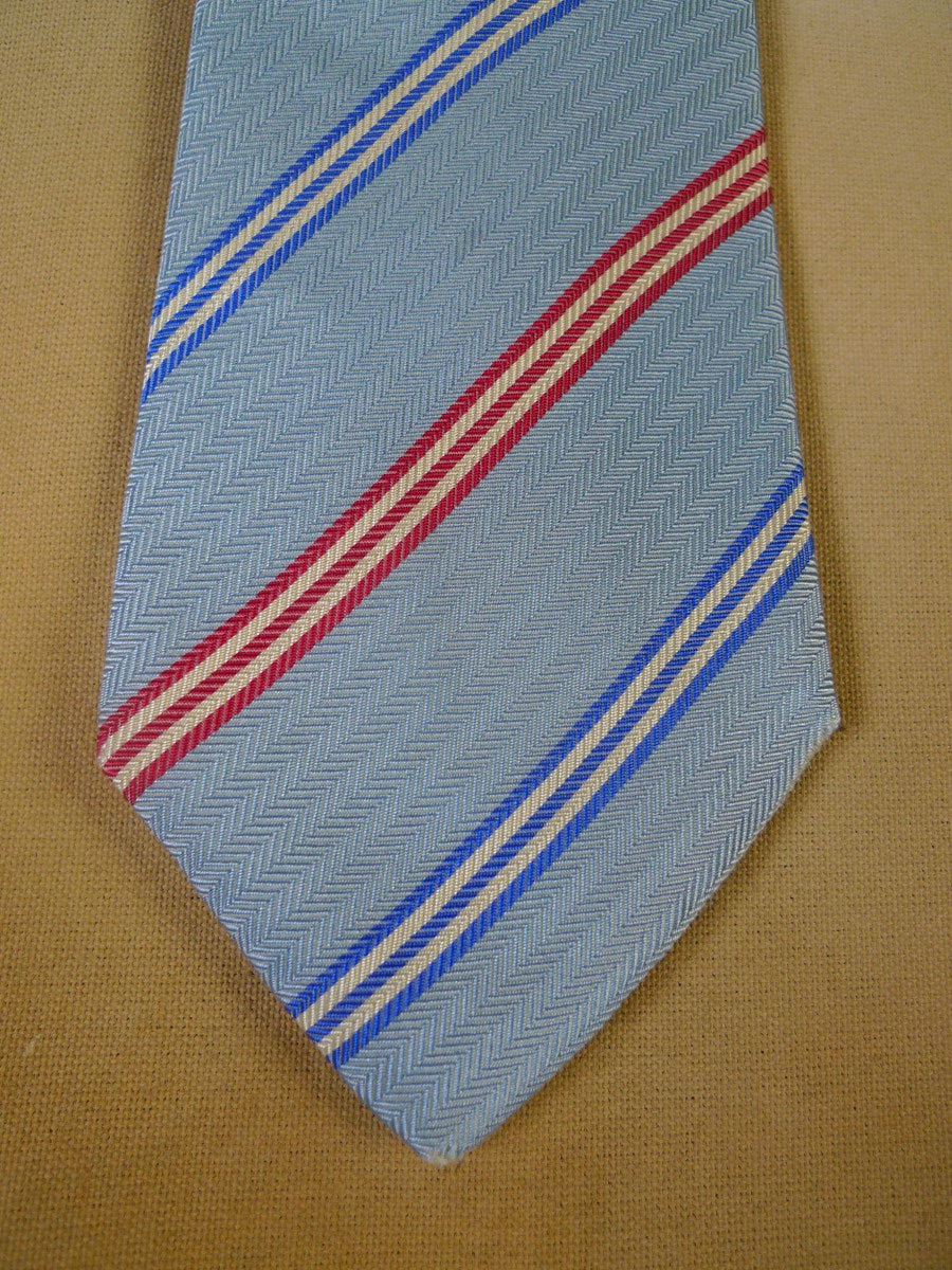 24/0170 immaculate wells of mayfair teal red striped pattern 100% silk tie