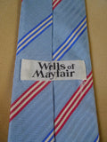 24/0170 immaculate wells of mayfair teal red striped pattern 100% silk tie