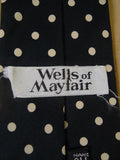 24/0169 immaculate wells of mayfair black white polka dot 100% silk tie