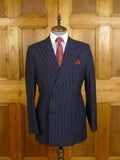 24/0166 vintage hong kong bespoke tailored heavyweight mohair blue pin-stripe d/b suit 40 regular