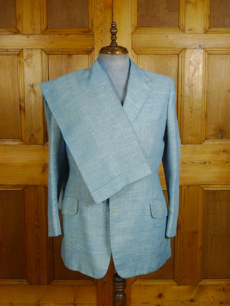 24/0193 beautiful 1974 vintage davies & son savile row bespoke green linen & silk suit 41-42 regular to long