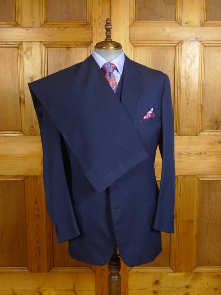 24/0194 vintage 1964 savile row bespoke heavyweight navy blue worsted 3-piece suit 43 long