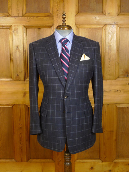 24/0184 immaculate chester barrie wool silk & linen wp check blue wp check sports jacket blazer 42 long