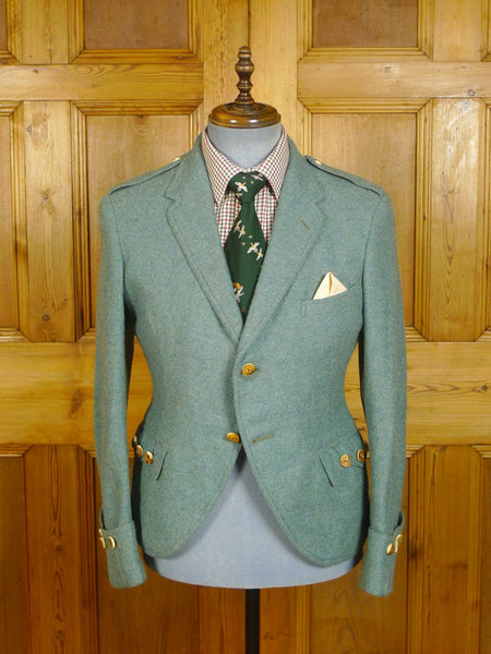 24/0240 fabulous 1950s 1960s vintage green scottish tweed kilt jacket w/ staghorn buttons 39 regular