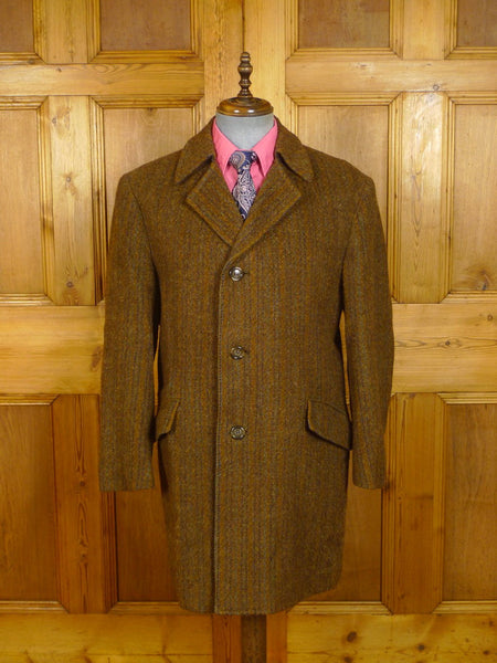24/0235 beautiful 1960s vintage alexandre savile row brown heavyweight wool tweed pea coat overcoat 44