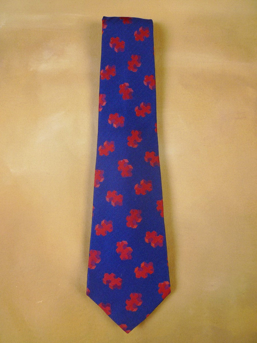 24/0286 new & unworn turnbull & asser Jermyn St. red blue jigsaw pattern 100% silk tie