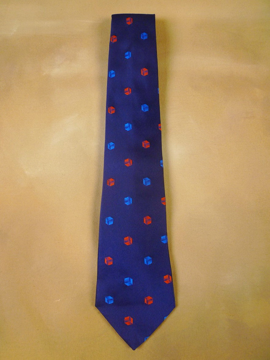 24/0284 new & unworn turnbull & asser Jermyn St. blue orange cube pattern 100% silk tie