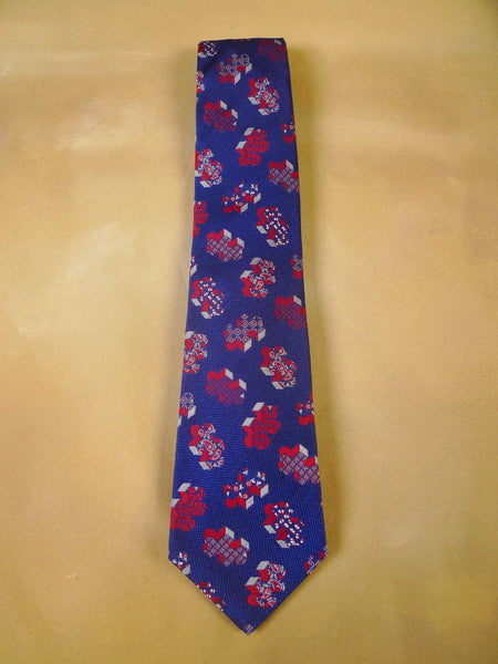 24/0288 new & unworn turnbull & asser Jermyn St. red blue jigsaw pattern 100% silk tie