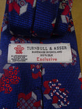 24/0288 new & unworn turnbull & asser Jermyn St. red blue jigsaw pattern 100% silk tie