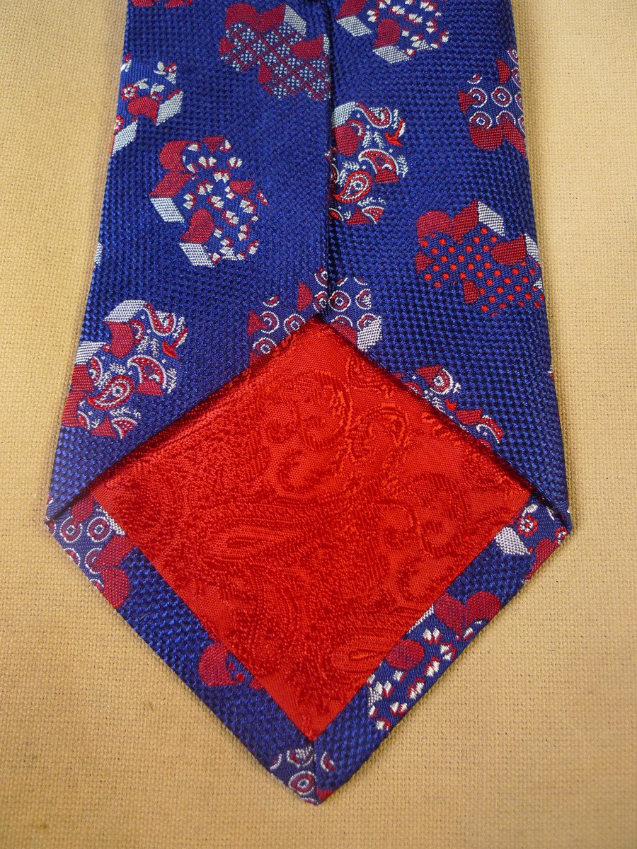 24/0288 new & unworn turnbull & asser Jermyn St. red blue jigsaw pattern 100% silk tie