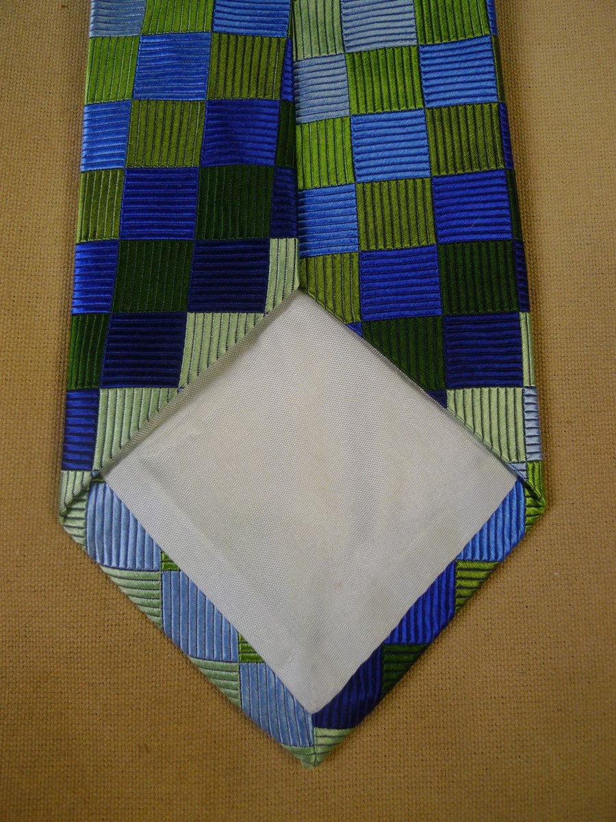 24/0271 new & unworn turnbull & asser Jermyn St. blue green geometric pattern 100% silk tie