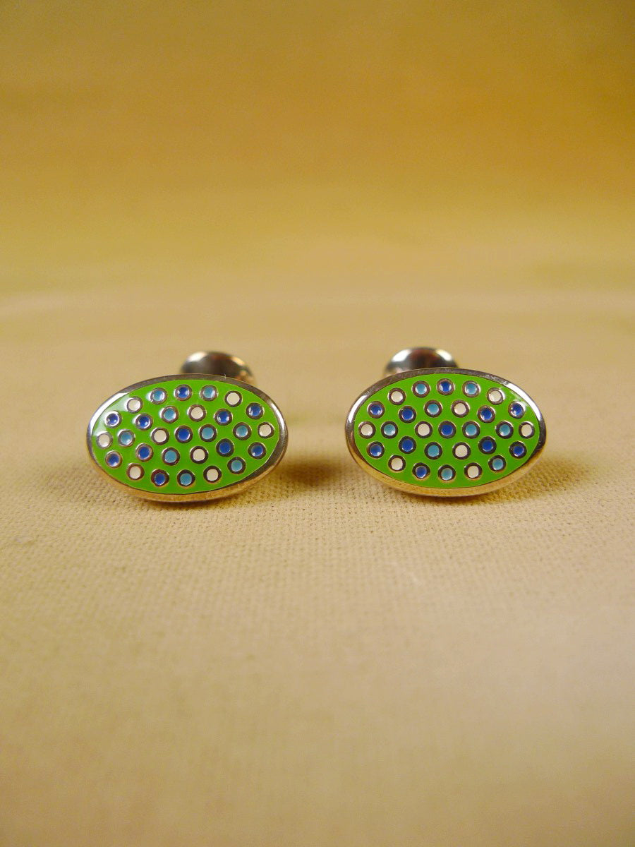 24/0382g turnbull & asser green spotted design cufflinks