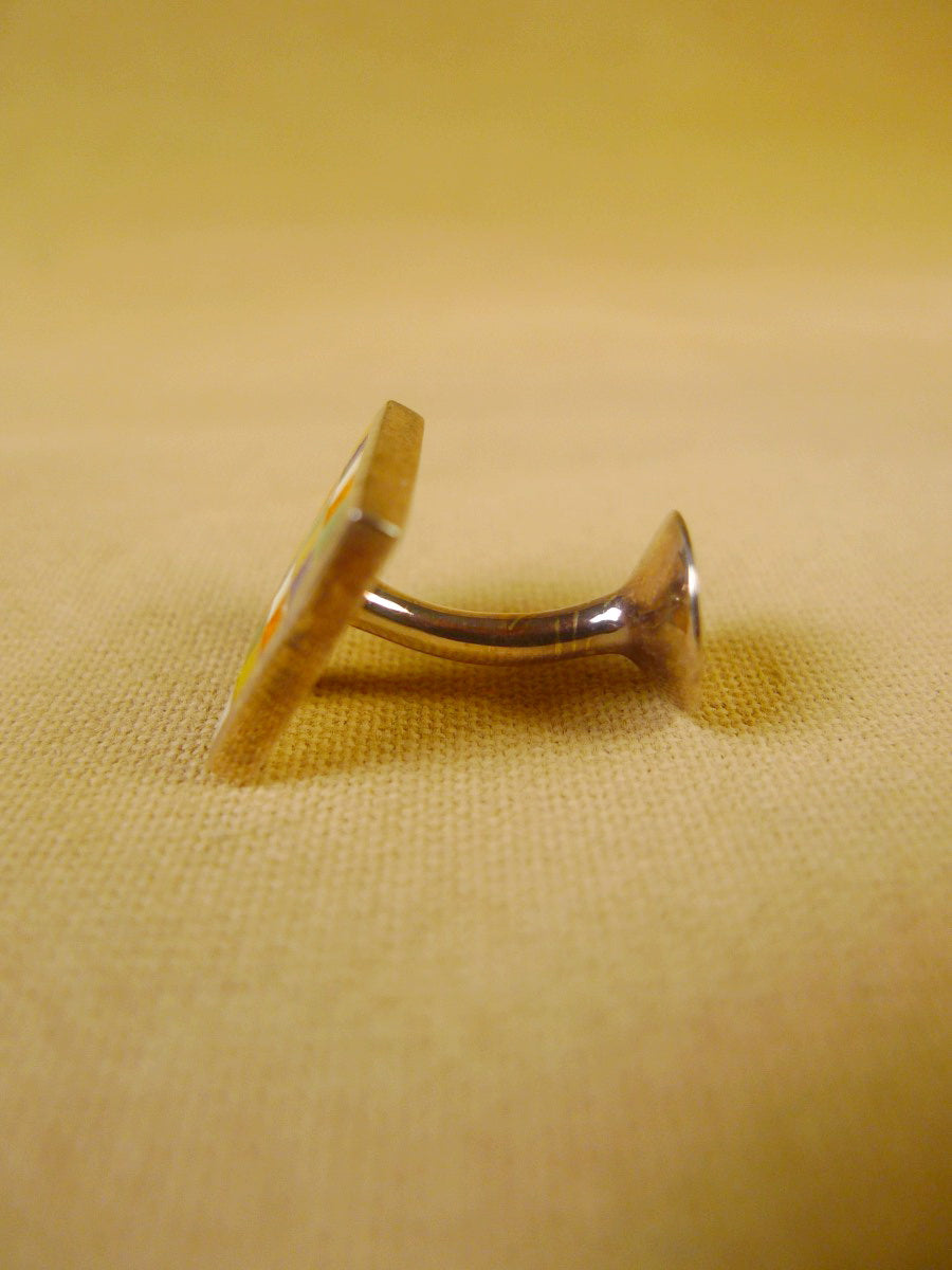 24/0383gbg turnbull & asser gold blue green chequerboard design cufflinks