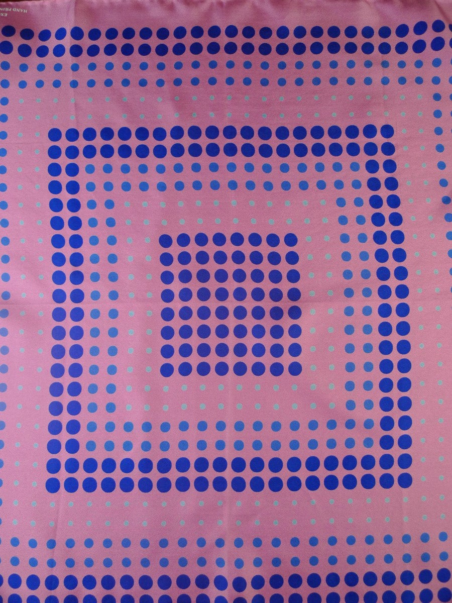 24/0313 Turnbull & asser Jermyn St. pink blue circle pattern all silk pocket square