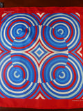 24/0308 Turnbull & asser Jermyn St. red blue geometric pattern all silk pocket square