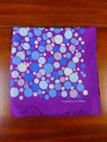 24/0304 Turnbull & asser Jermyn St. blue purple circle pattern all silk pocket square