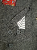 24/0334 immaculate 1989 vintage dege savile row bespoke heavyweight grey herringbone wool tweed suit 44 short