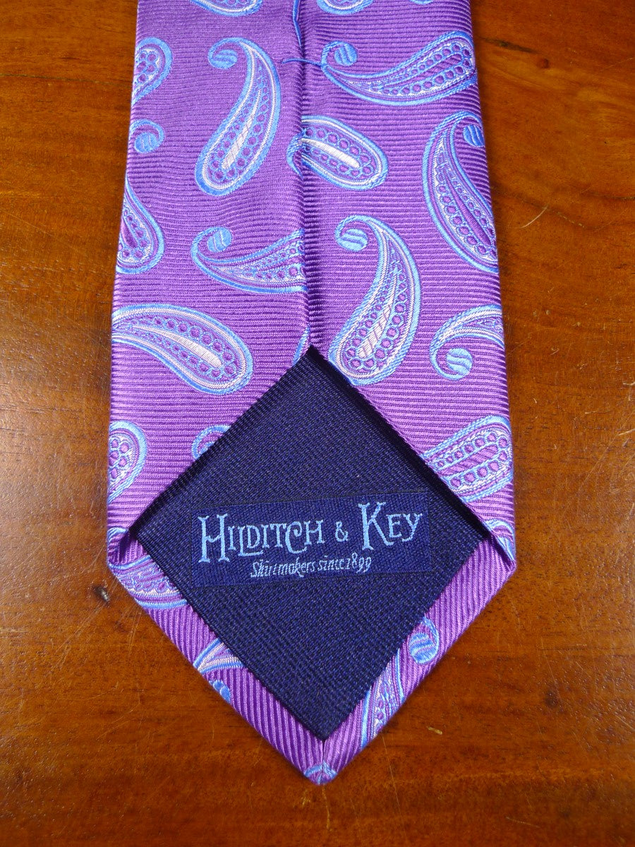 24/0343 New & unworn Hilditch & keys purple paisley pattern 100% silk tie