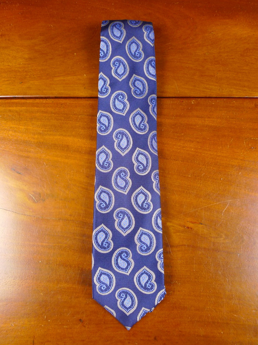 24/0347 New & unworn Hilditch & keys blue silver paisley pattern 100% silk tie