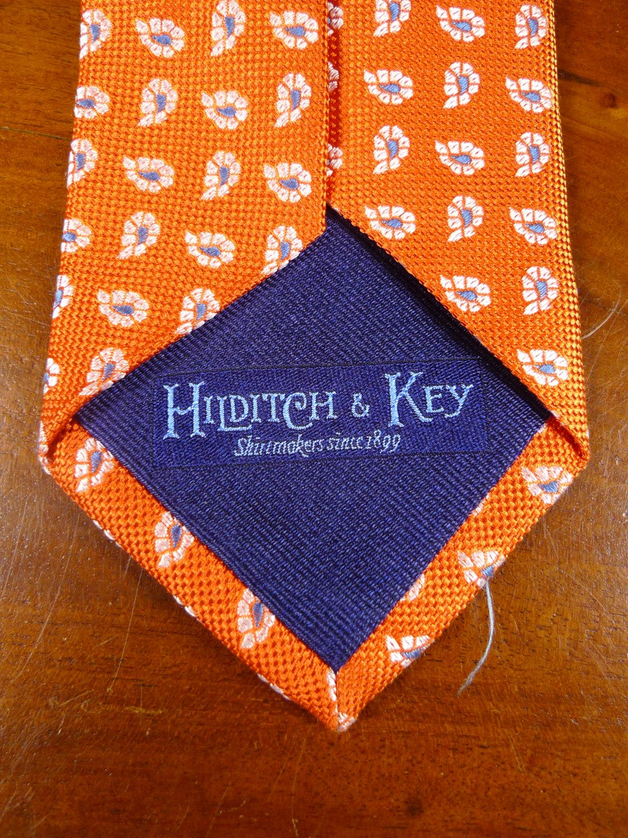 24/0344 New & unworn Hilditch & keys orange paisley pattern 100% silk tie