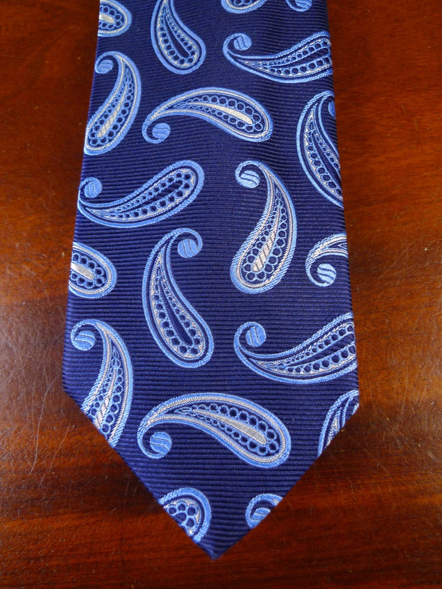 040411 New Hilditch & Key blue paisley woven 100% silk tie
