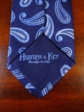 040411 New Hilditch & Key blue paisley woven 100% silk tie