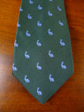 040429 New william & son green teal rabbit pattern 40% silk 60% wool tie