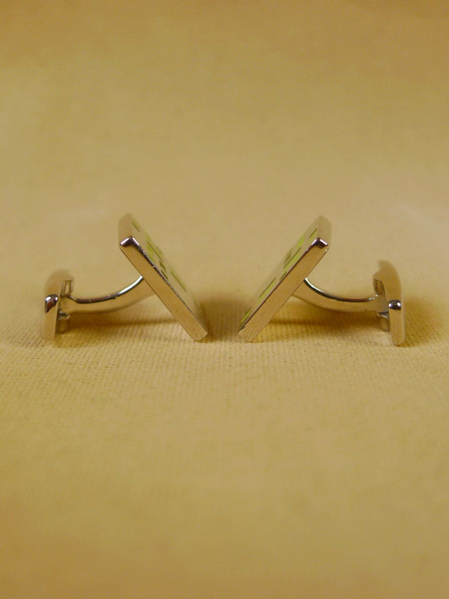 24/0398a burberry silver / green design cufflinks