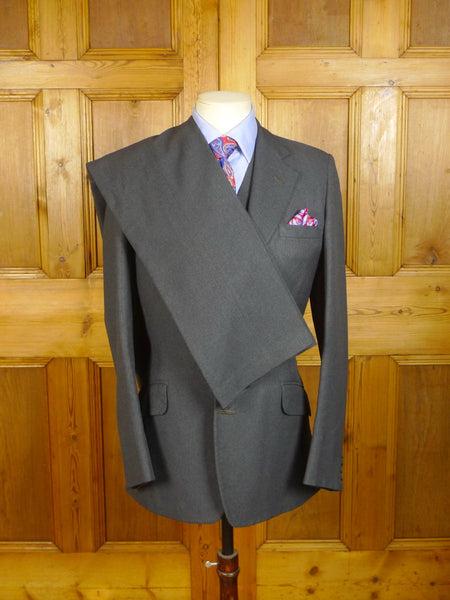 24/0431a vintage bespoke tailored heavyweight grey worsted 3-piece suit 37-38 long