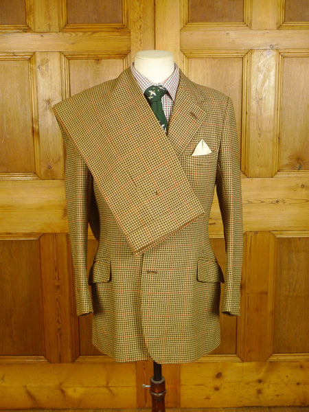 24/0449 wonderful vintage british bespoke tailored heavyweight gun check 3-piece tweed country suit 38 regular