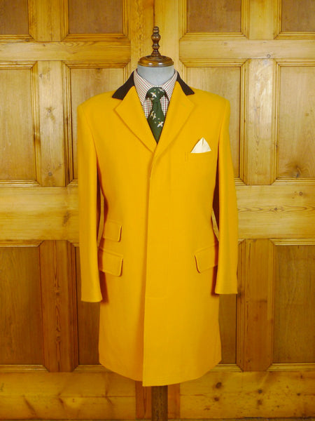 24/0471 vintage cordings piccadilly 'english mustard' tan wool covert coat overcoat w/ contrast collar 39-40