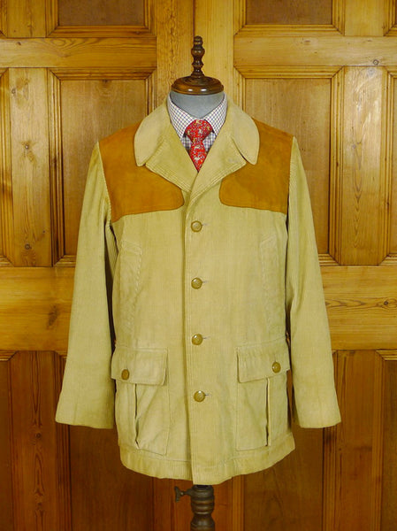 24/0480 vintage invertere 'the squire' corduroy / suede shooting jacket coat 38-40